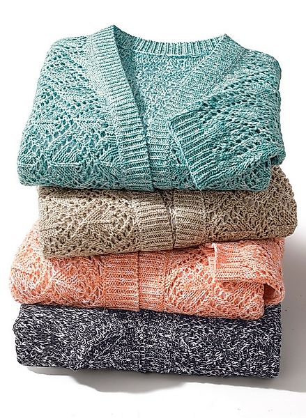 Sieh an! Strickjacke Ajour-Strickjacke 3/4-Arm Ajour günstig online kaufen