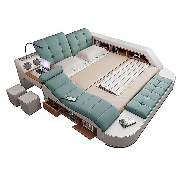 Xlmoebel Multimediabett Doppelbett aus Leder mit Polsterung, Multifunktions günstig online kaufen