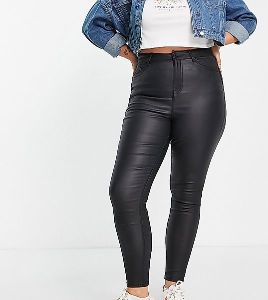 New Look Curve – Figurformende, eng geschnittene Jeans aus beschichtetem Ku günstig online kaufen