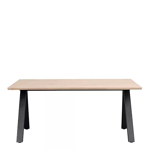 Moderner Esstisch aus Eiche Massivholz und Metall schwarz 170 cm breit günstig online kaufen