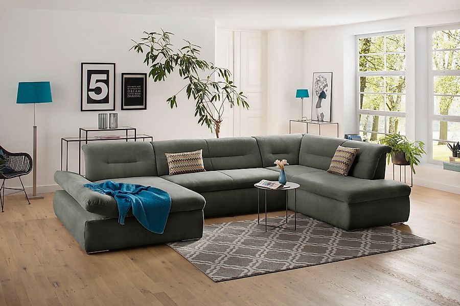 Home affaire Wohnlandschaft »Avesa U-Form« Wahlweise mit Armteilverstellung günstig online kaufen