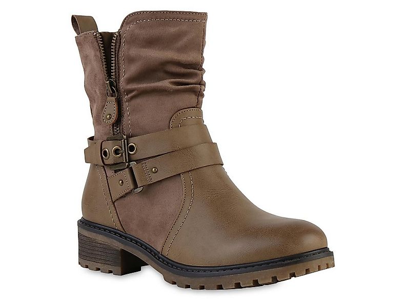 VAN HILL 841452 Bikerboots Damen Leicht Gefütterte Biker Boots Stiefeletten günstig online kaufen