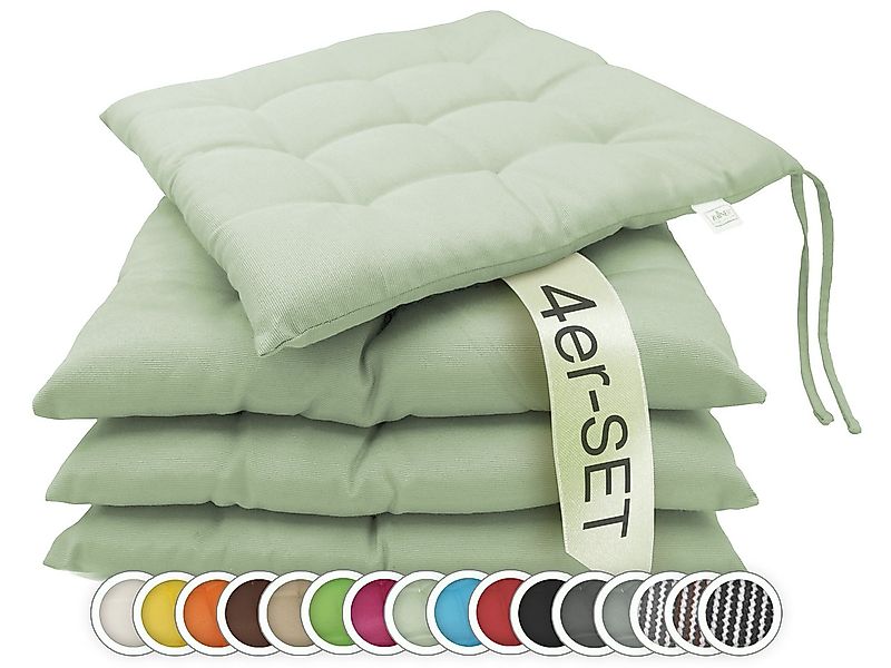 ZOLLNER Stuhlkissen, 40 x 40 x 3 cm, mit Bindebänder, für Indoor und Outdoo günstig online kaufen