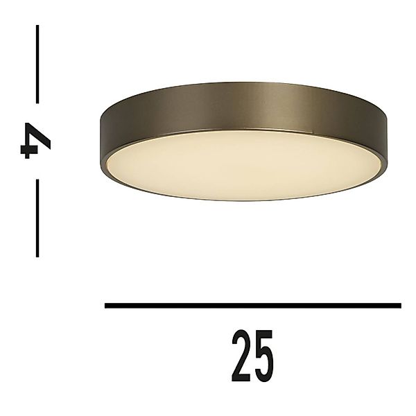 LED-Deckenleuchte Palma, bronzefarben, Ø 25 cm, Stahl/Acryl günstig online kaufen