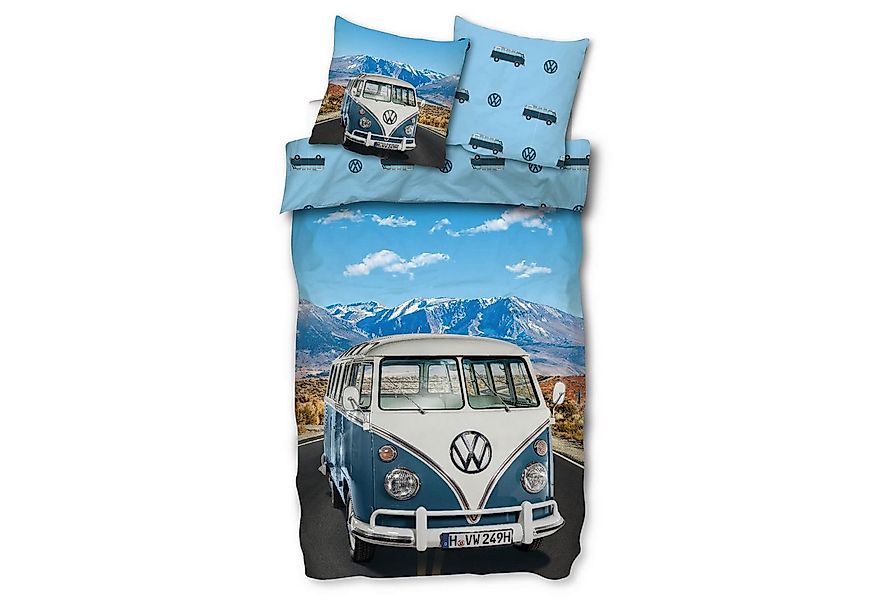 SkyBrands Bettwäsche VW Bulli T1 Panorama, Renforcé, 2 teilig, Berge, Alpen günstig online kaufen