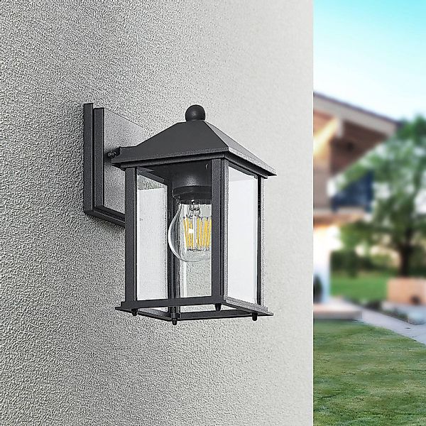 Lindby Außenwandleuchte Giavanna, 23,3 cm, anthrazit, Glas günstig online kaufen