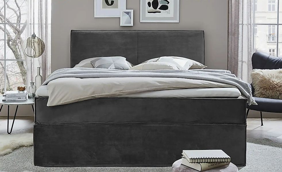 Boxi Boxspringbett 180 x 200 cm mit trendigem Keder Boxi Urban ¦ grau ¦ Maß günstig online kaufen