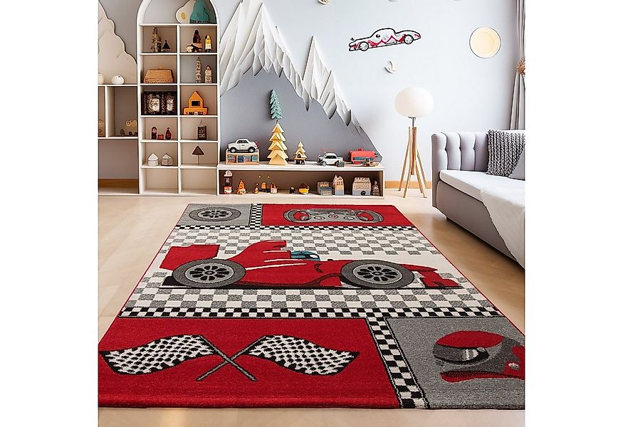 SIMPEX24 Teppich Rennwagen, Läufer, Höhe: 11 mm, Kinderteppich Rennwagen Te günstig online kaufen