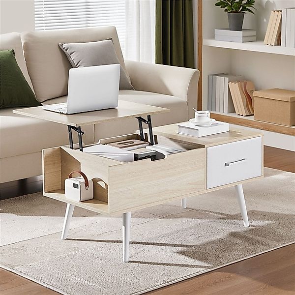 Yaheetech Couchtisch Kaffeetisch Höhenverstellbar, Ausziehbarer Sofatisch günstig online kaufen