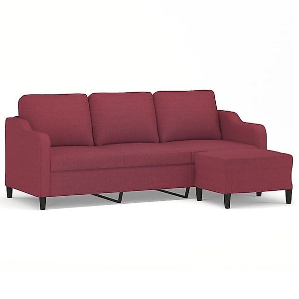vidaXL Sofa, 3-Sitzer-Sofa mit Hocker Weinrot 180 cm Stoff günstig online kaufen