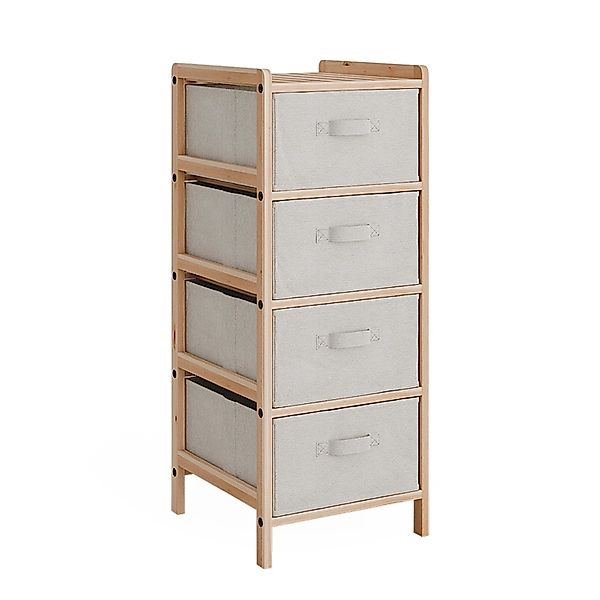 Vicco Kommode Bruno Beige 35 x 86 cm mit 4 Stoffschubladen günstig online kaufen