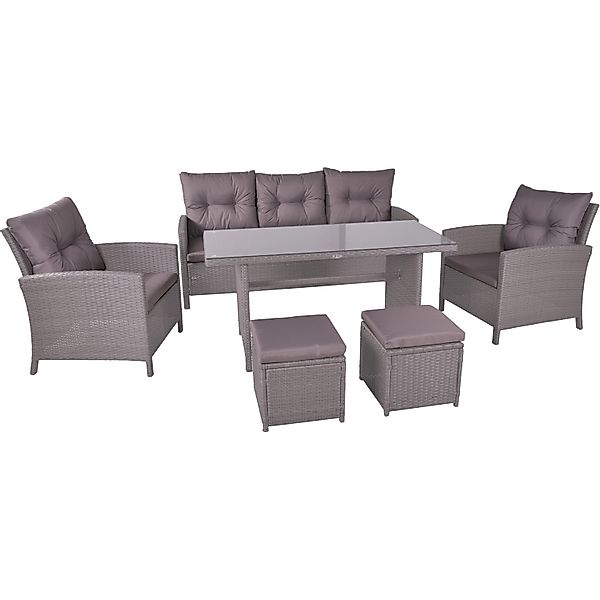 Garden Pleasure Sitzgruppe Sevilla 6-teilig Grau günstig online kaufen
