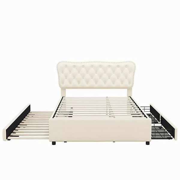 DOPWii Polsterbett 140*200cm (90*190cm)Doppelbett,Podestbett mit Rollbett,2 günstig online kaufen