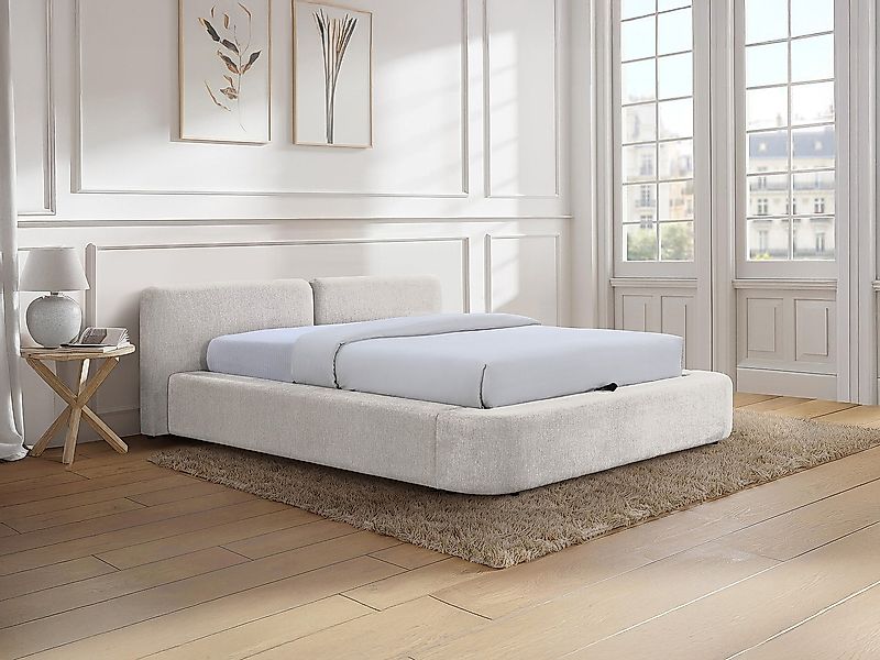 Bett mit Stauraum 140 × 190 cm – Stoff – Beige – JUDALO by Maison Céphy günstig online kaufen