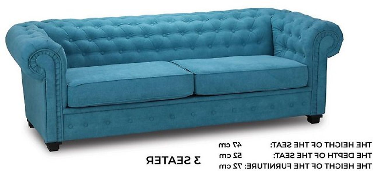 Xlmoebel Sofa Sofa mit Platz für drei Personen aus Stoff in Türkis - Polste günstig online kaufen