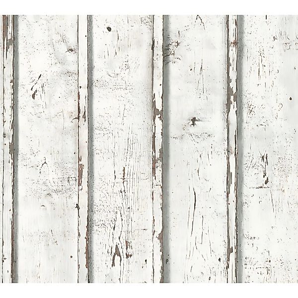 PROFHOME 953701-GU Landhaus Tapete Holzoptik Matt Weiß Creme Grau 0,53 m x günstig online kaufen