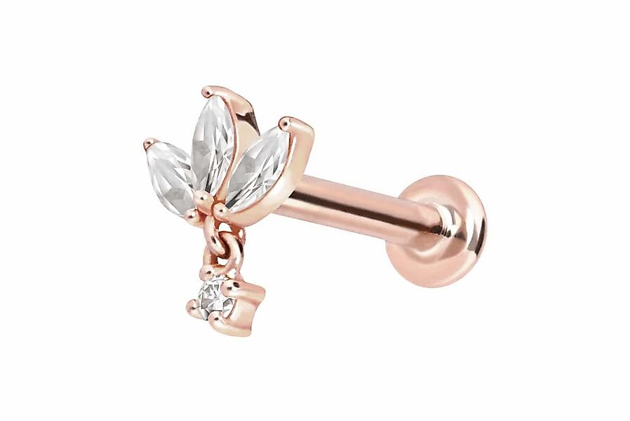 PIERCINGLINE Piercing-Set 14 Karat Gold Labret mit Innengewinde MOISSANIT-L günstig online kaufen