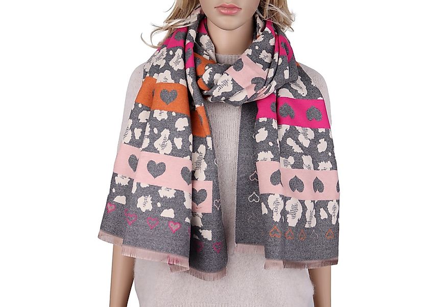 MIRROSI Modeschal weicher und warmer Schal Herz Leo Muster, 65 x180cm, (Her günstig online kaufen