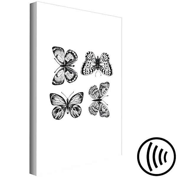Leinwandbild Schmetterlingsfamilie - vier Schmetterlinge im Line-Art-Stil i günstig online kaufen