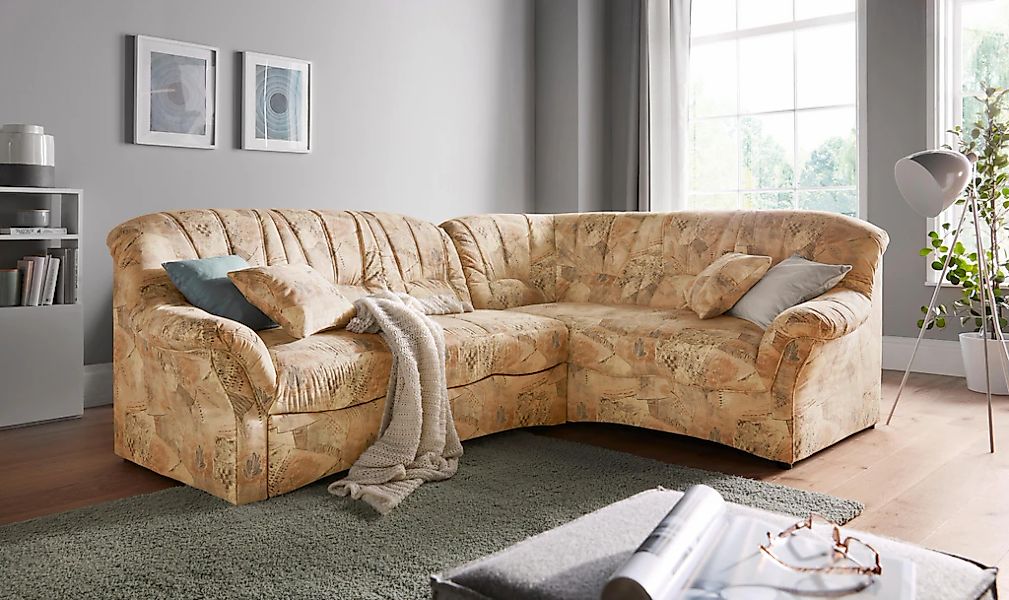 DOMO collection Ecksofa "Bahia, zeitlos und elegant, bequeme Armlehnen, L-F günstig online kaufen