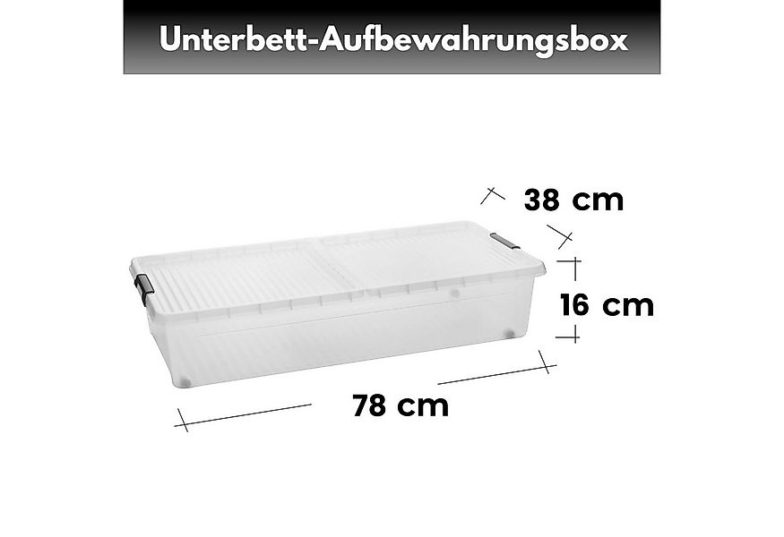 Centi Aufbewahrungsbox Unterbettbox mit Rollen und Deckel, transparent (3er günstig online kaufen
