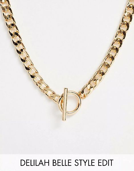 ASOS DESIGN – Halskette mit T-Steg und Gliederkette in Gold günstig online kaufen