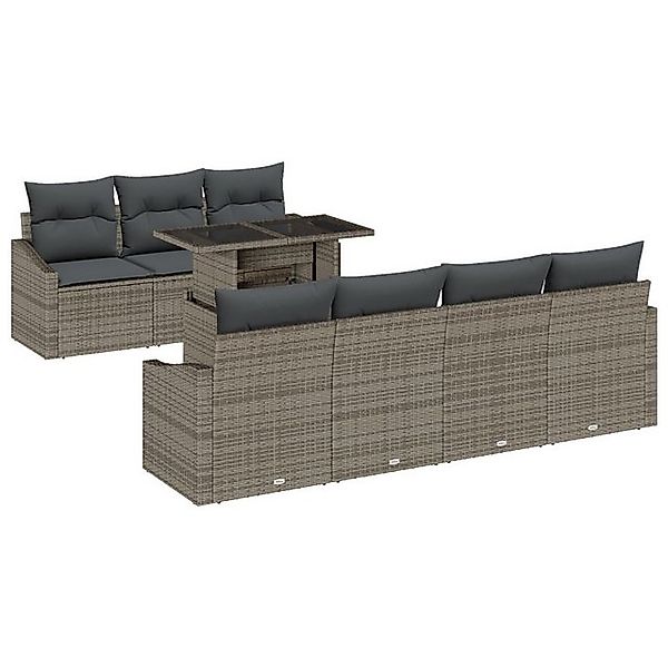vidaXL Loungesofa 8-teiliges Garten Sofa Set mit Kissen Grau Poly Rattan, 8 günstig online kaufen