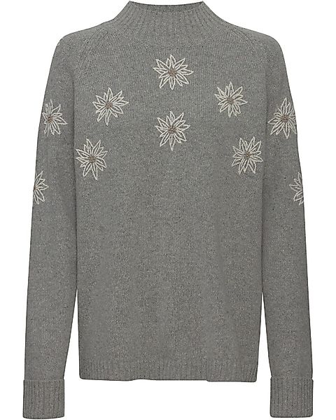 Luis Steindl Strickpullover Stehkragenpullover mit Edelweiß-Stickerei günstig online kaufen
