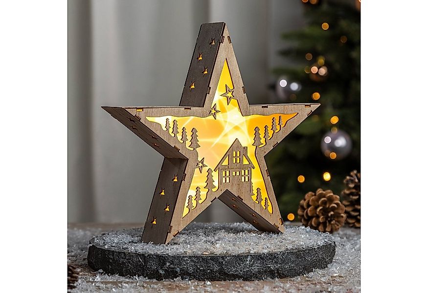 Spetebo LED-Dekofigur LED Deko Aufsteller Stern mit Hologrammfolie (Packung günstig online kaufen
