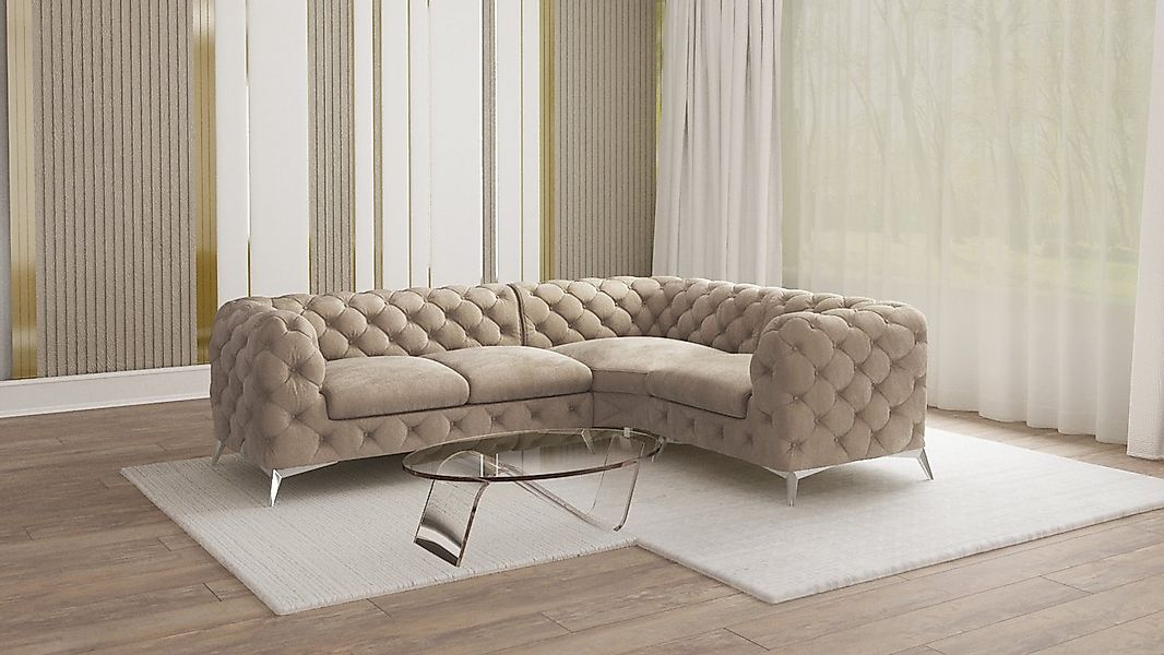 S-Style Möbel Ecksofa Chesterfield Kalina mit Silber Metall Füßen, mit Well günstig online kaufen