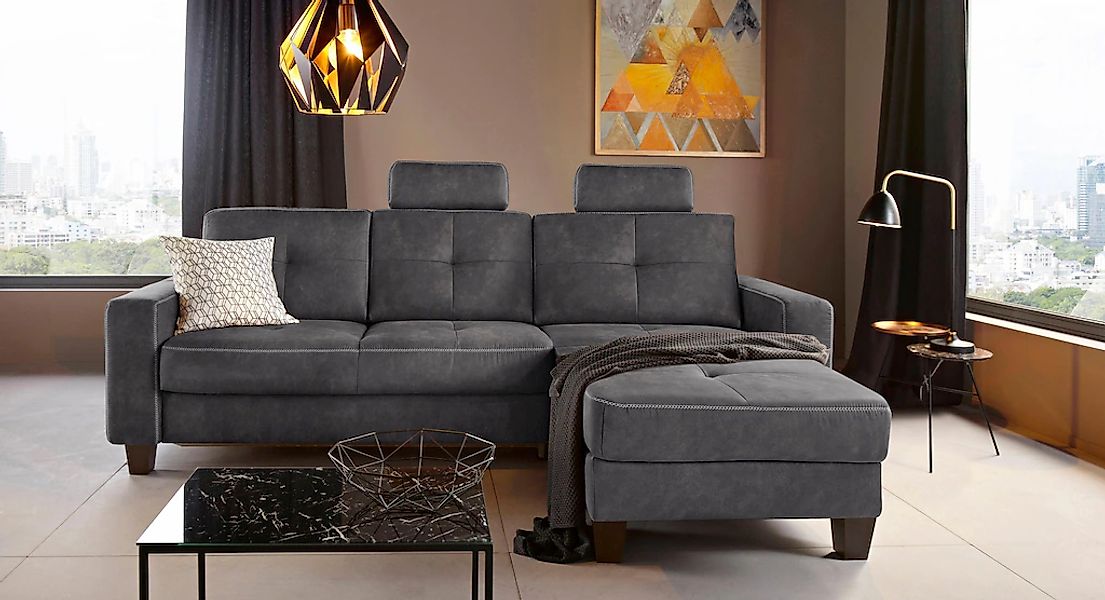 Places of Style Ecksofa "Varese L-Form", Kreuznaht in beige günstig online kaufen