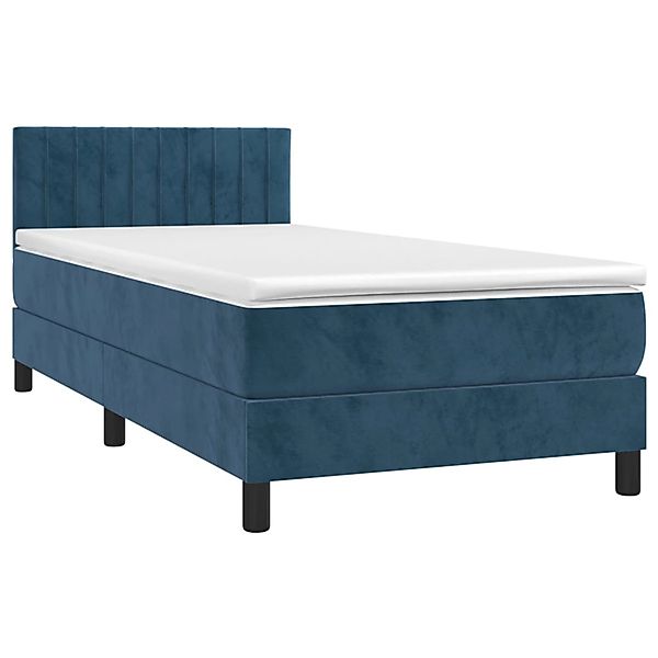 vidaXL Boxspringbett mit Matratze & LED Dunkelblau 90x200 cm Samt 3134505 günstig online kaufen