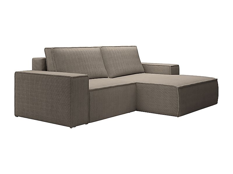 Kleines Ecksofa mit Schlaffunktion - Ecke rechts - Cord - Taupe - AMELIA günstig online kaufen
