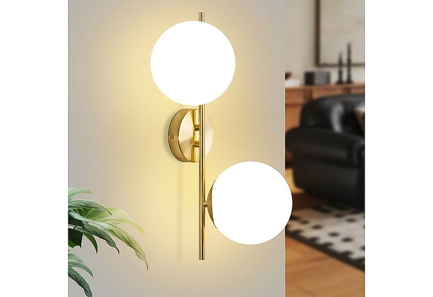 Nettlife Wandleuchte Innen Schlafzimmer Vintage Gold Glas Nachttischlampe T günstig online kaufen