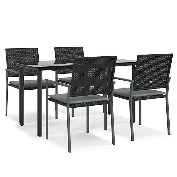 vidaXL 5-Tlg Garten-Essgruppe mit Kissen Poly Rattan und Stahl 3187021 günstig online kaufen
