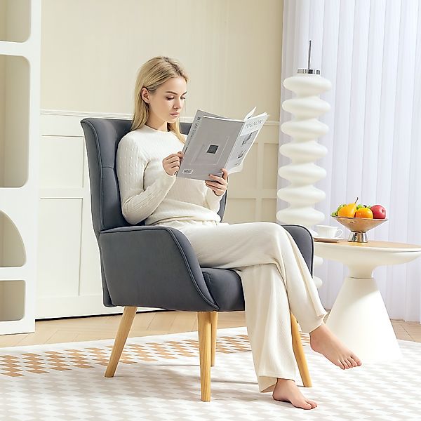 HOMCOM Sessel Wohnzimmer Loungesessel Relaxsessel mit Holzbeine Lesesessel günstig online kaufen