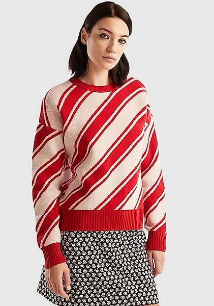 United Colors of Benetton Strickpullover mit diagonalem Streifenmuster günstig online kaufen