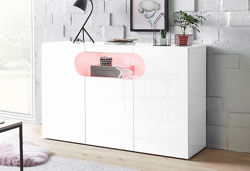 Home affaire Sideboard "Real,Kommode,Schrank,Breite 130 cm komplett weiß ho günstig online kaufen