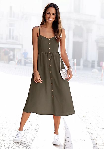 LASCANA Sommerkleid, aus Leinenmix mit Baumwolle, Midikleid, Strandkleid günstig online kaufen