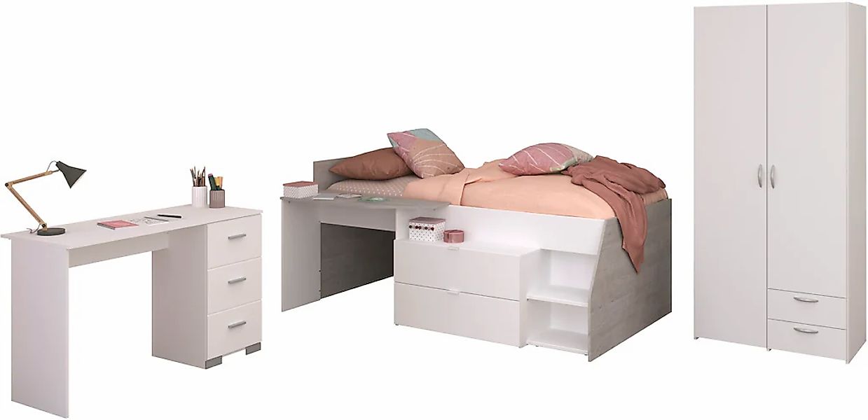 Parisot Jugendzimmer-Set "Parisot Milky 13" 3 Stk. tlg. viel Stauraum, halb günstig online kaufen