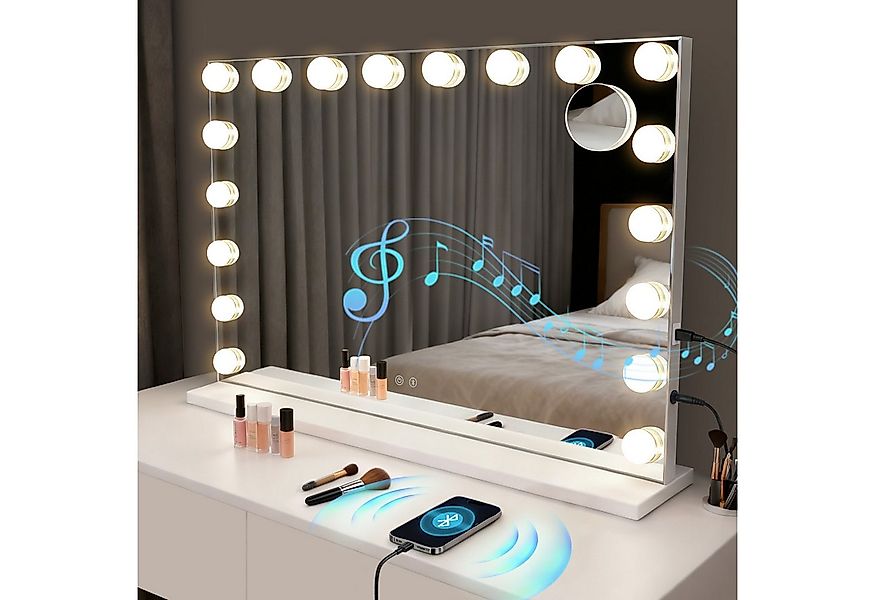 ZMH Schminkspiegel mit LED-Beleuchtung 80cm und Bluetooth weiß 18 LED Große günstig online kaufen