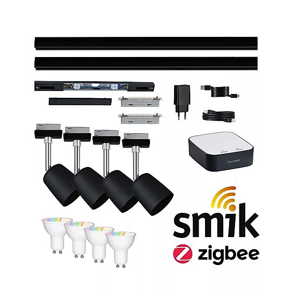 Smartes Zigbee 3.0 URail Starter Set in Weiß-matt 5,5W 350lm RGBW G10 4-fla günstig online kaufen