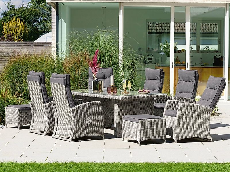 KONIFERA Garten-Essgruppe Monaco, (Set, 17-tlg., 6x Sessel, 2x Hocker, 1x T günstig online kaufen