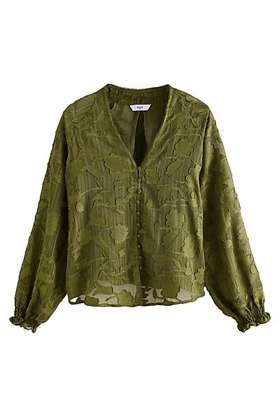 Next Langarmbluse Langärmelige Jacquardbluse mit Bindeausschnitt günstig online kaufen