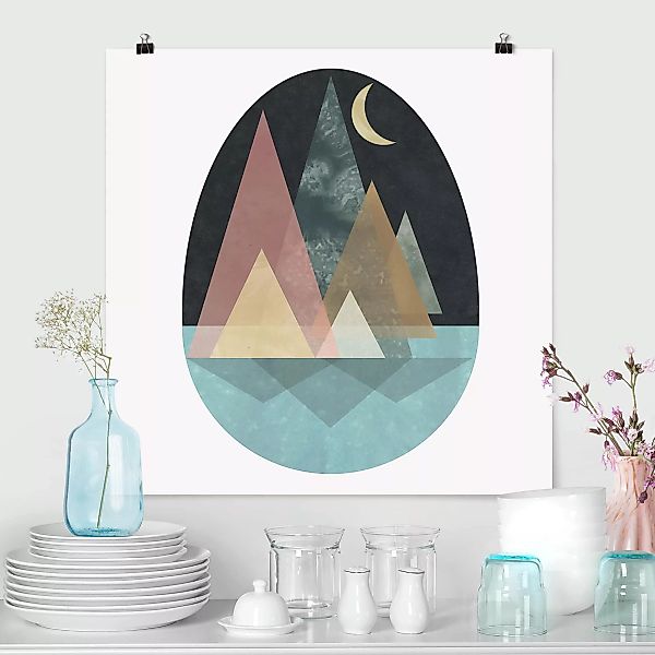 Poster Abstrakt - Quadrat Utopische Landschaft - Mond günstig online kaufen