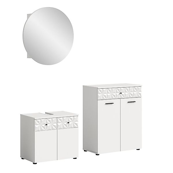 Badkombination Prisma m. Standschrank Weiß 145 cm 3-tlg. günstig online kaufen
