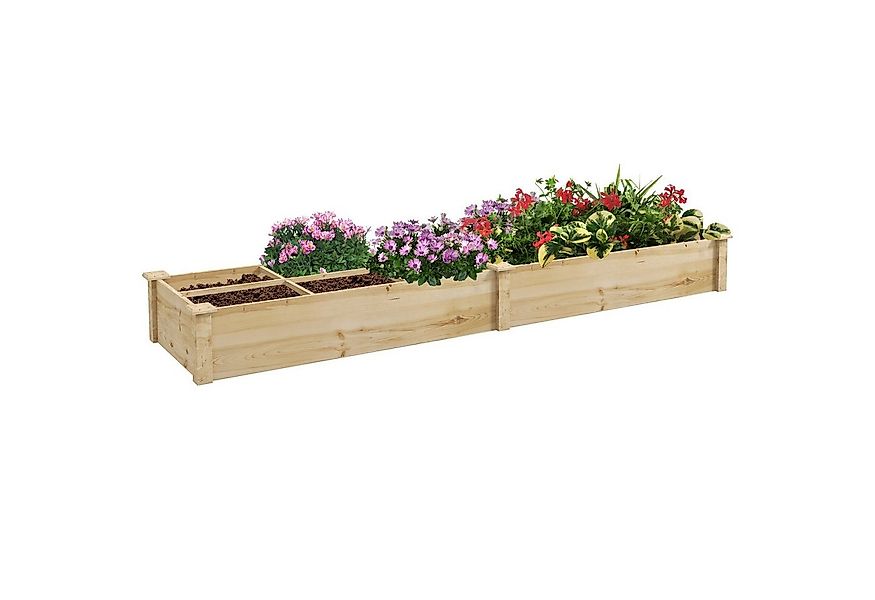 Outsunny Hochbeet Pflanzkasten, Kräuterbeet aus massivem Tannenholz (Blumen günstig online kaufen