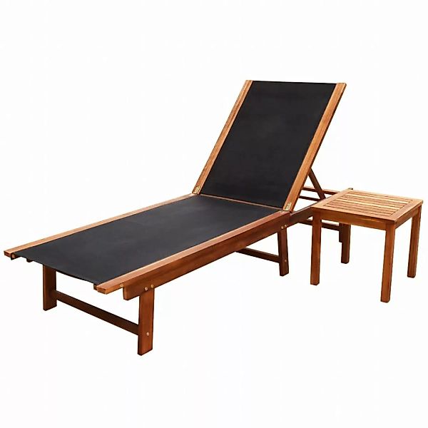 Sonnenliege Mit Tisch Akazie Massivholz Und Textilene günstig online kaufen