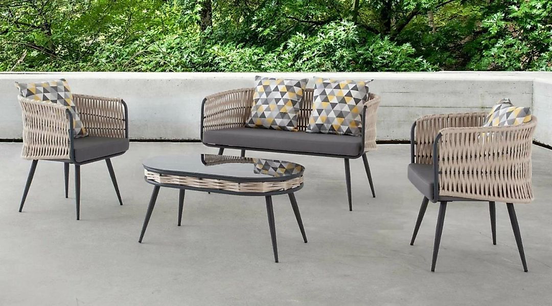 JVmoebel Sofa Garten Garnitur Luxus Sitzmöbel Tisch Sofa Terrassen Couch 4t günstig online kaufen