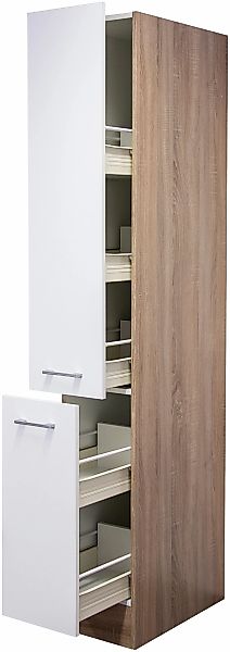 Flex-Well Classic Küchen-Apothekerhochschrank Florida30 cm Weiß-Sonoma Eich günstig online kaufen